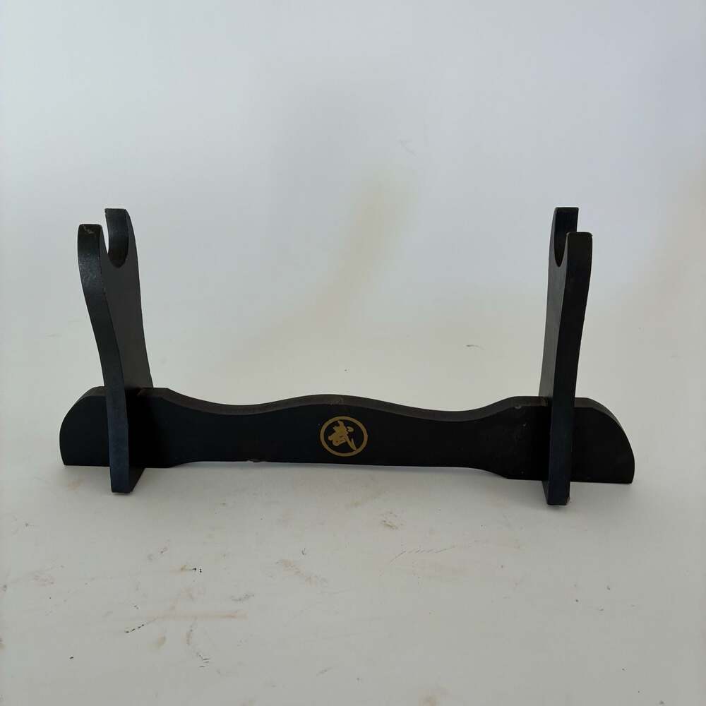 One-Tier Wooden Katana Samurai Sword Display Stand with Martial Arts Character